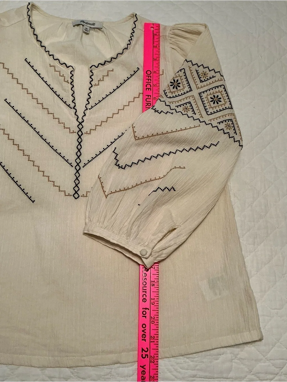 Madewell Embroidered Peasant Top, Antique Cream